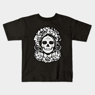 santa muerte tattoo design Kids T-Shirt